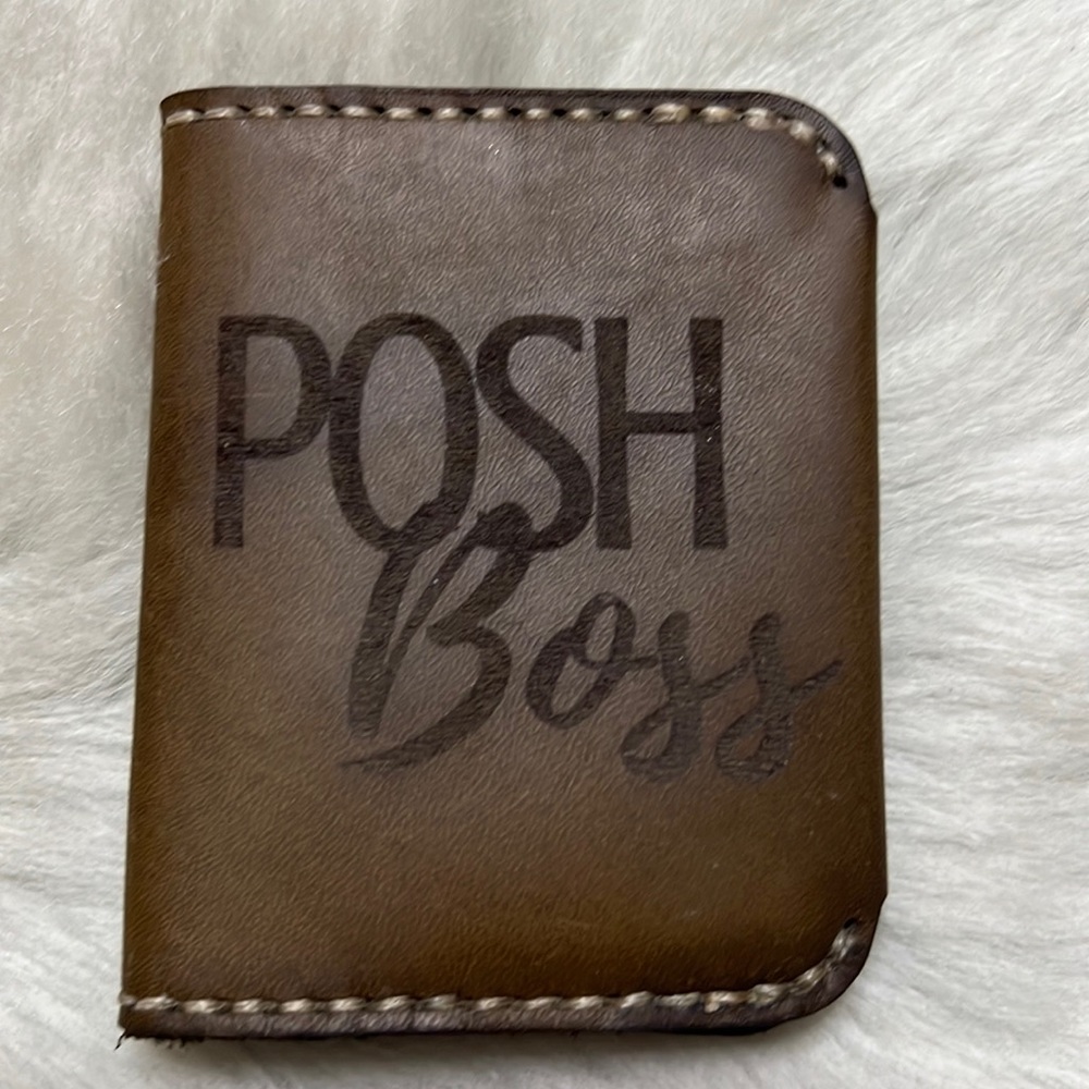 HAND CRAFTED Oil Tanned Leather Double Folded Card Holder POSH BOSS